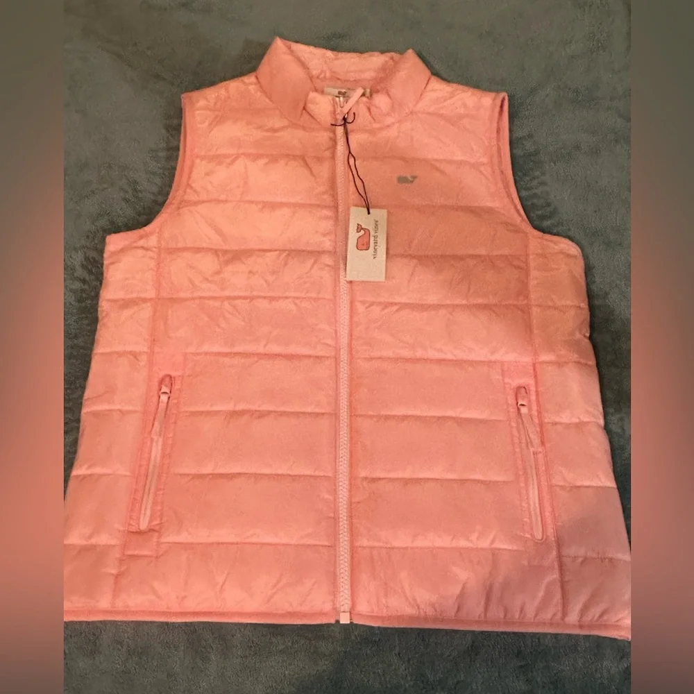 Vineyard Vines Kids Large/Ladies XS Mountain Weekend Puffer Vest Flamingo NWT - Picture 1 of 3